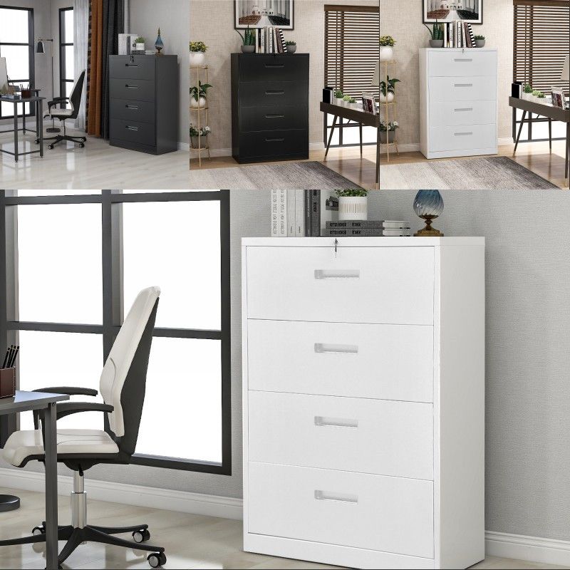 2019 White Home Office Lateral File Cabinet Metal Steel Filing