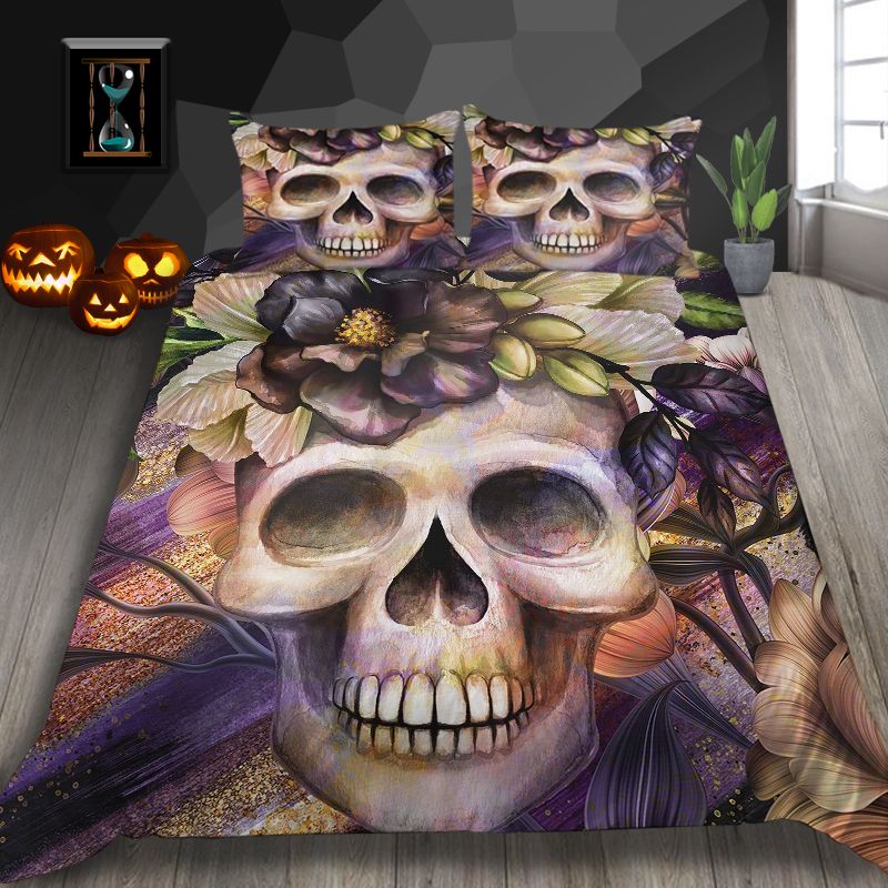 Floral Bedding Set Artistic Colorful Scary Romantic Duvet Cover Skull King Queen Twin Full Single Double Bed Cover With Pillowcase Flannel Bedding Queen Size Duvet From Beddeco 13 07 Dhgate Com