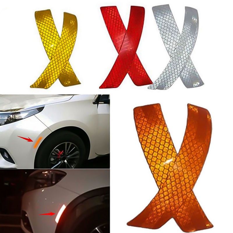 2Pcs Car bumper reflective warning strip decal stickers auto accessories UK TD