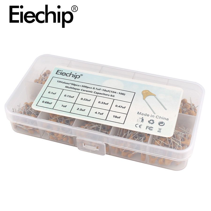 10 Values X 500pcs New Ceramic Capacitor Assortment Kit Box 0.1uF~10uF 104~106