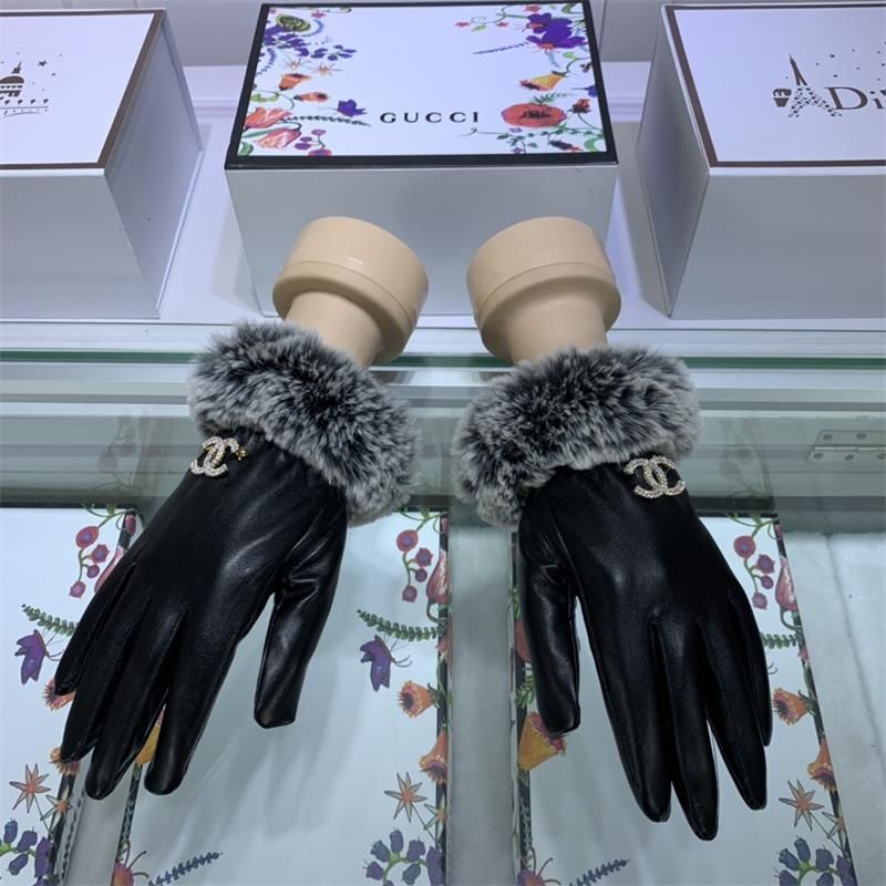 branded leather gloves