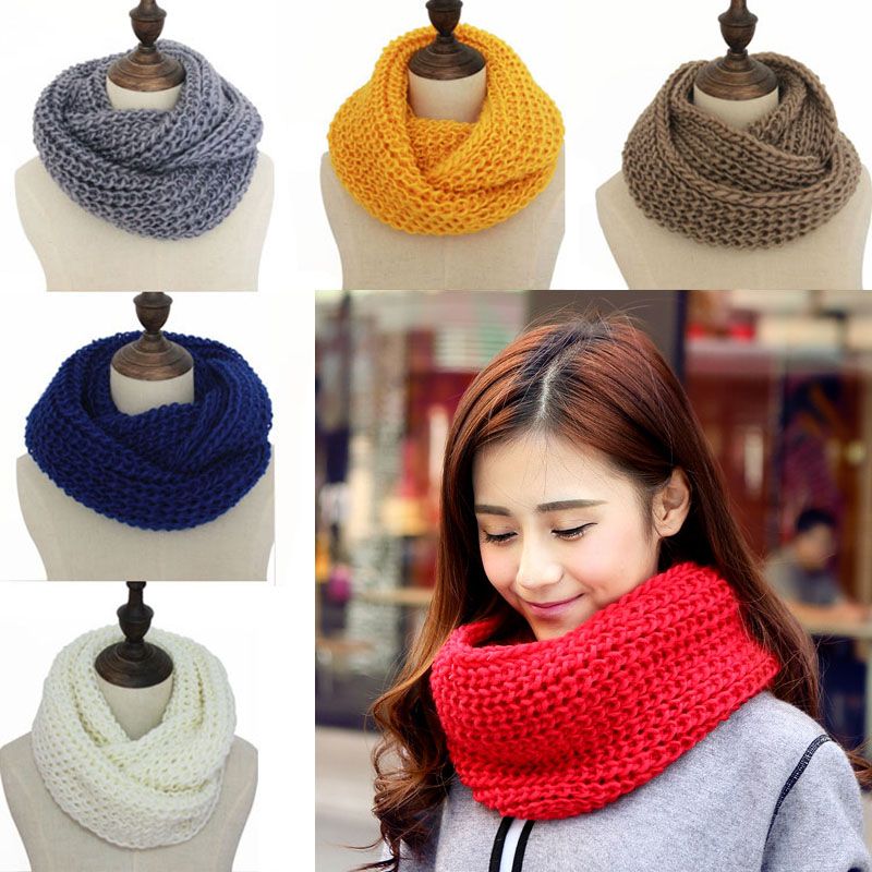 19 colores de lana de punto cálida bufanda invierno cuello babero punto para