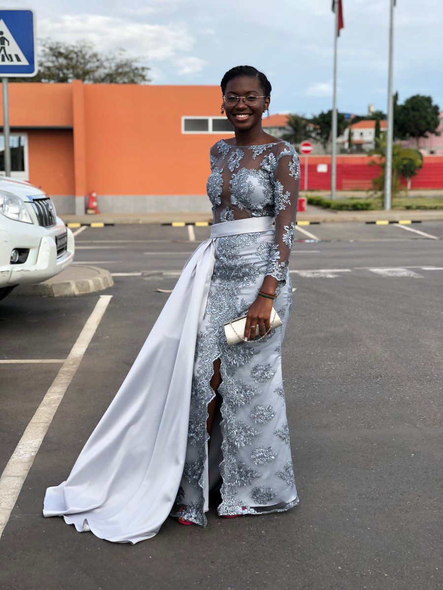 Long Sleeve Grey Black Girls Prom 