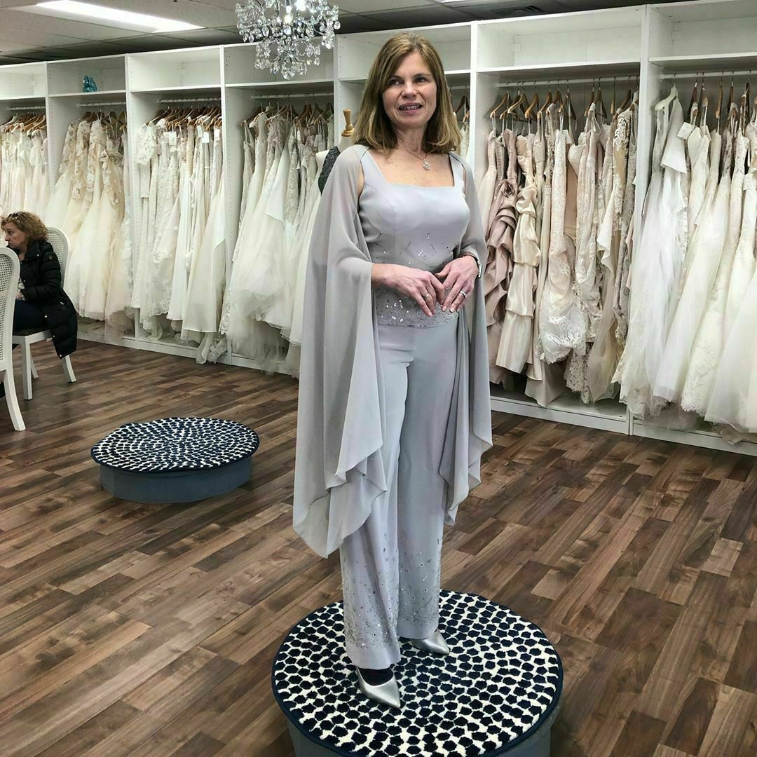 Grey Chiffon Mother Of The Bride Pant 