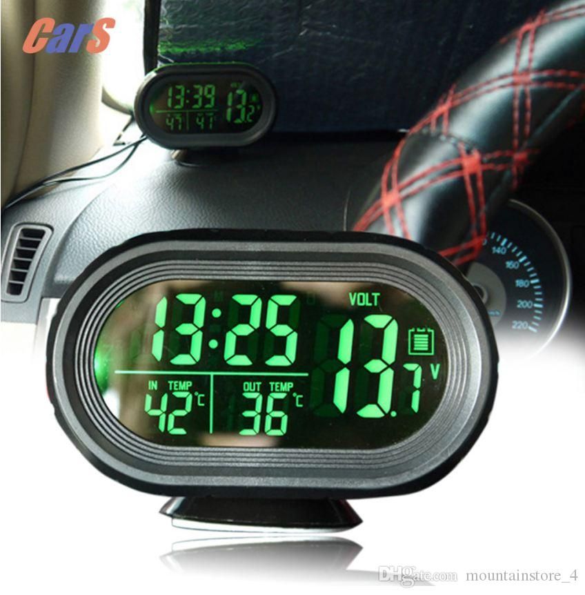 Car Voltage Monitor Car Clock Thermometer Digital Backlight Snooze