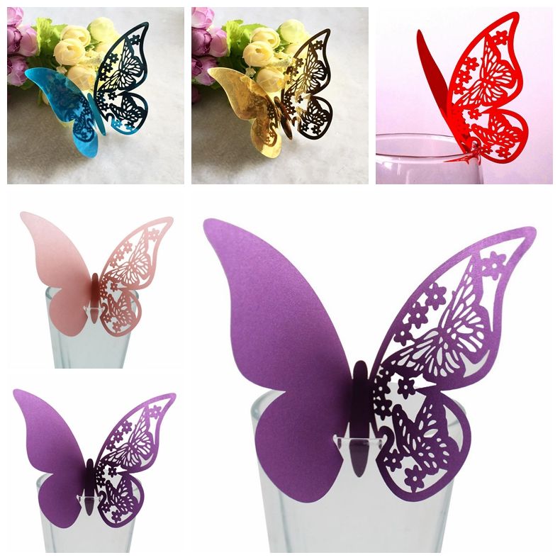 Laser Cut Out Butterfly Wedding Decoration Birthday Party Cup Card