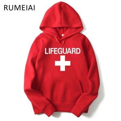 Otoño Invierno Hoodies Hombres de manga larga con capucha Sudaderas Mujeres Red Life Guard