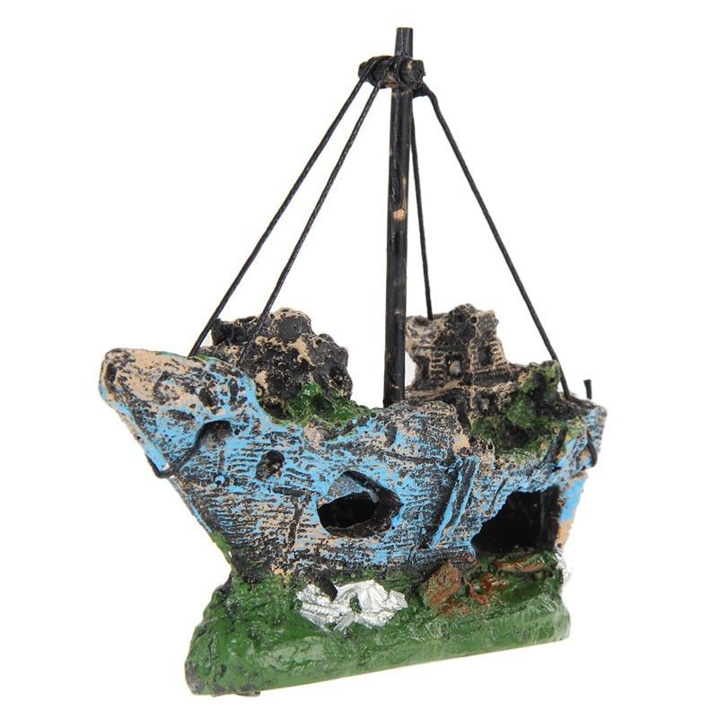 2020 Tortoise Aquarium Ornament Wreck Sailing Boat Sunk ...