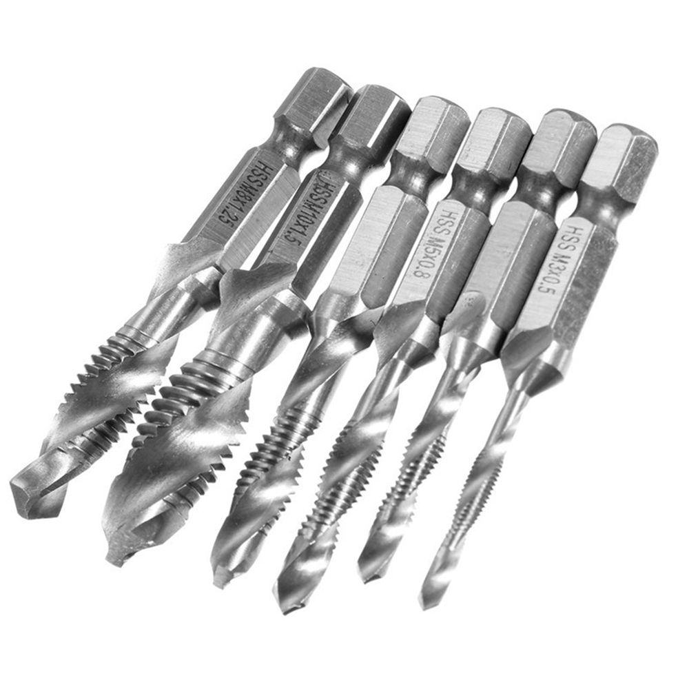 Hexagonal Handle Compound Tap Drill Bits,M5 HSS 1/4 Hex Shank Drill & Tap Taper Drill Bits Power Tool Part,durable 