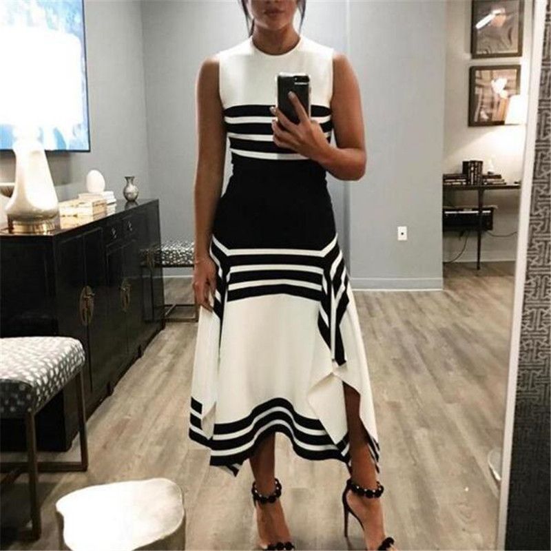 black and white striped summer dress