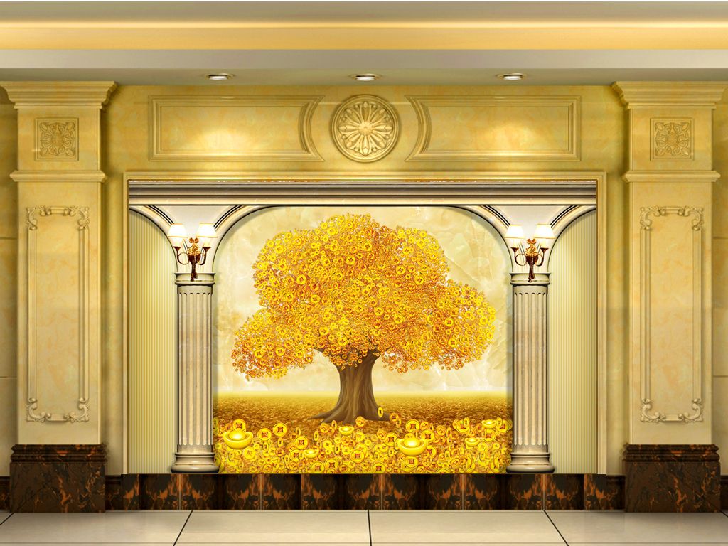 3d European Money Tree Wall Home Decor Living Room Wall Covering