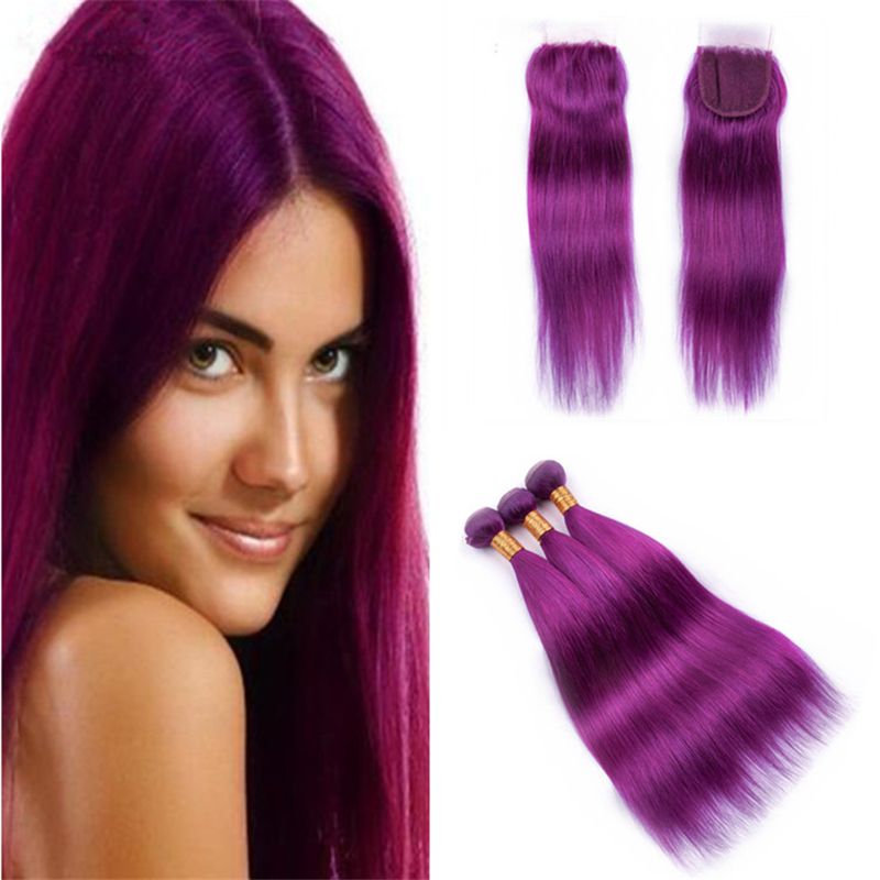 2019 Pure Colored Purple Virgin Indian Hair Weave 3 Bundles Deals