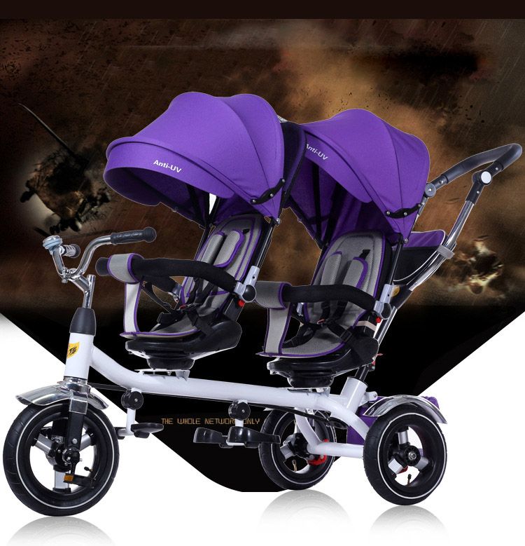 3 wheel double pram