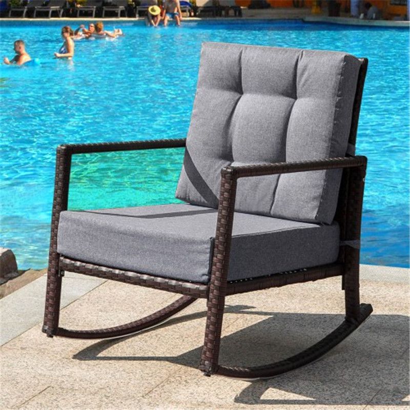 Compre Amortecido Rattan Rocker Cadeira De Balanço Poltrona