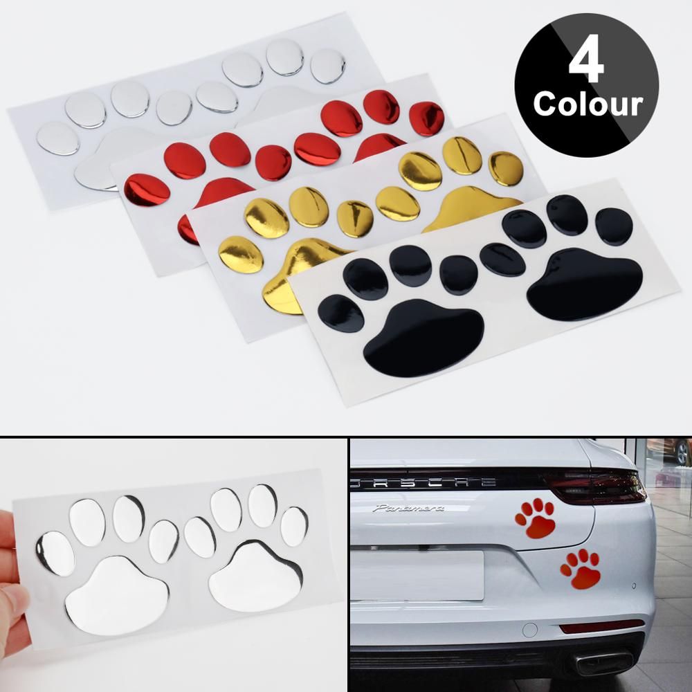 2pcs/set sticker cool design paw 3d animal dog cat bear foot prints footprint decal car stickers silver red black golden