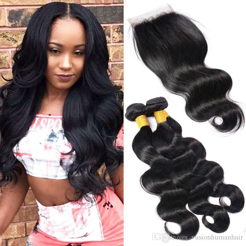 Body Wave Weave Hair Styles 3 Bundles With Closure Unprocessed