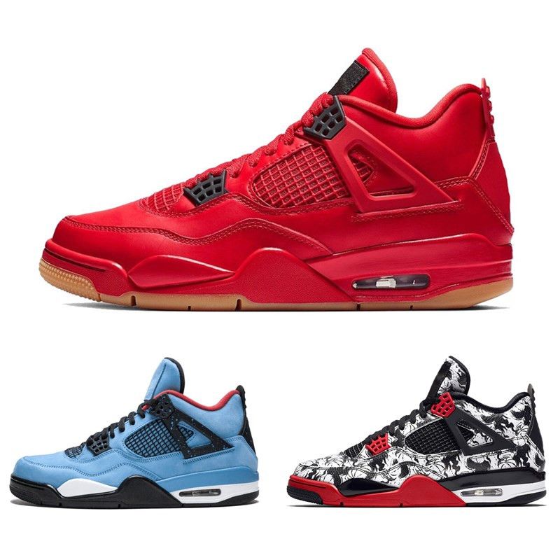 Brand New 4 4s Fire Red Singles Day Tattoo Travis Cactus Jack 2018 Basketball Shoes High Quality 