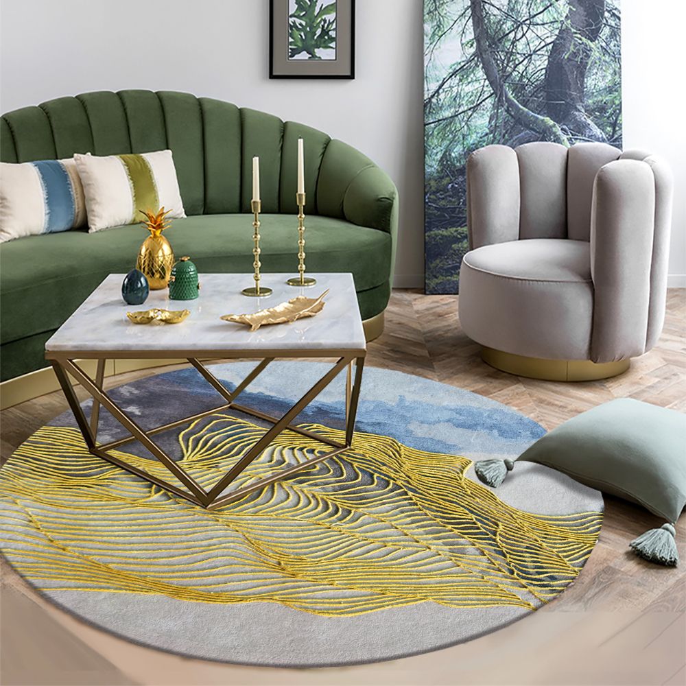 4 5lb 9mm Pile Height Hand Tufted Round Area Rug For Living Room