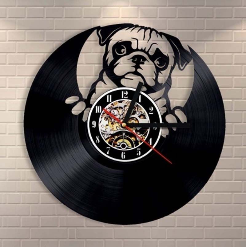 Cute Pug Dog House Pet Puppy Animal Home Kids Room Decor Vinyl Record Wall Clock Handmade Time Clock From Y73shop 19 1 Dhgate Com