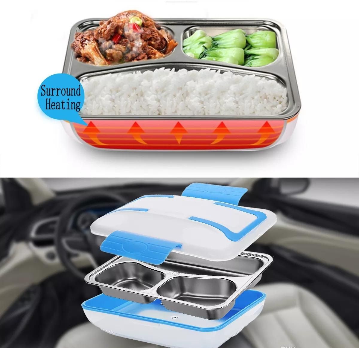 UK Portable 12V Car Adapter Electric Lunch Box Heated Bento Food keep Warm 1-2L
