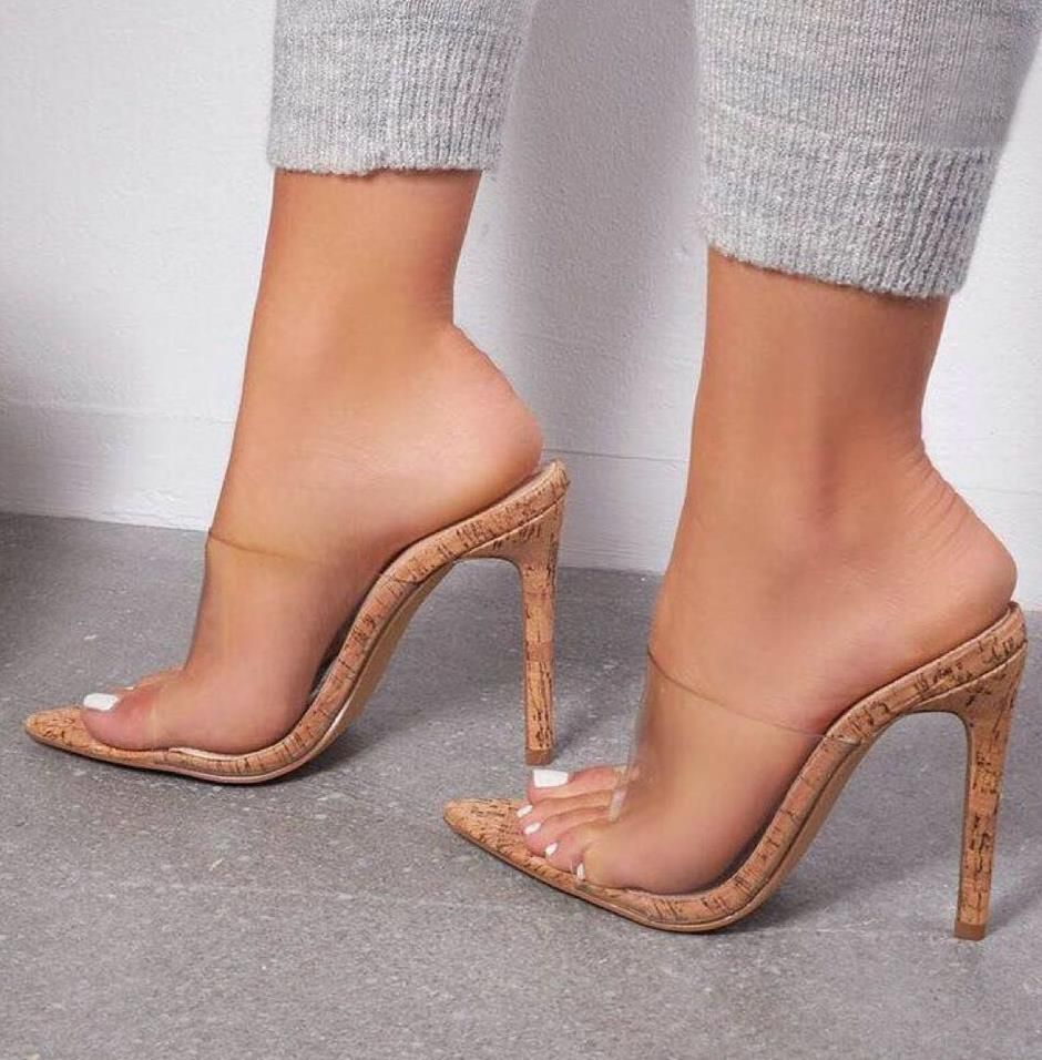 nude pointed clear mules