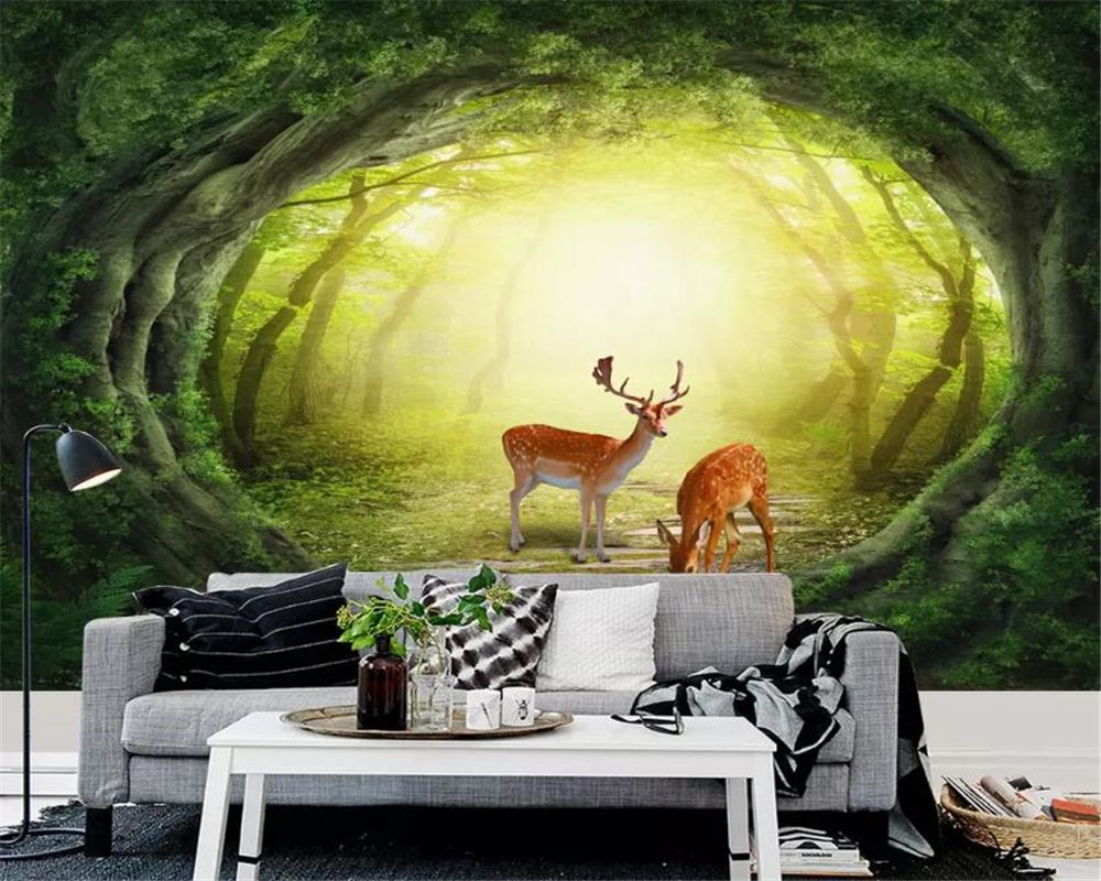 custom 3d wallpaper fairy forest tv background wall natural scenery deer background wall 3d wallpaper computer desktop wallpapers full hd widescreen