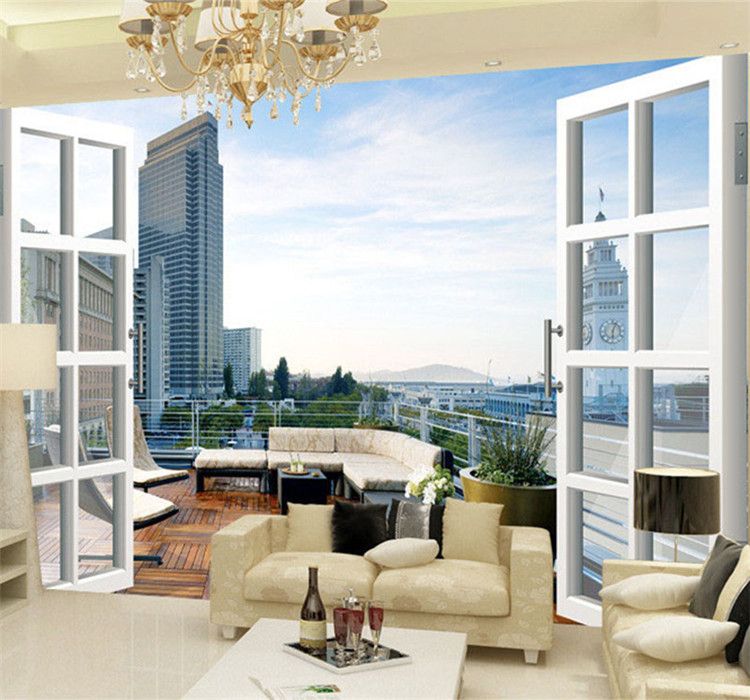 3d Wall Mural Modern City Landscape Custom Photo Wallpaper Bedroom Wall Space Expansion Balcony View Home Improvement Wall Paper Images Wallpaper