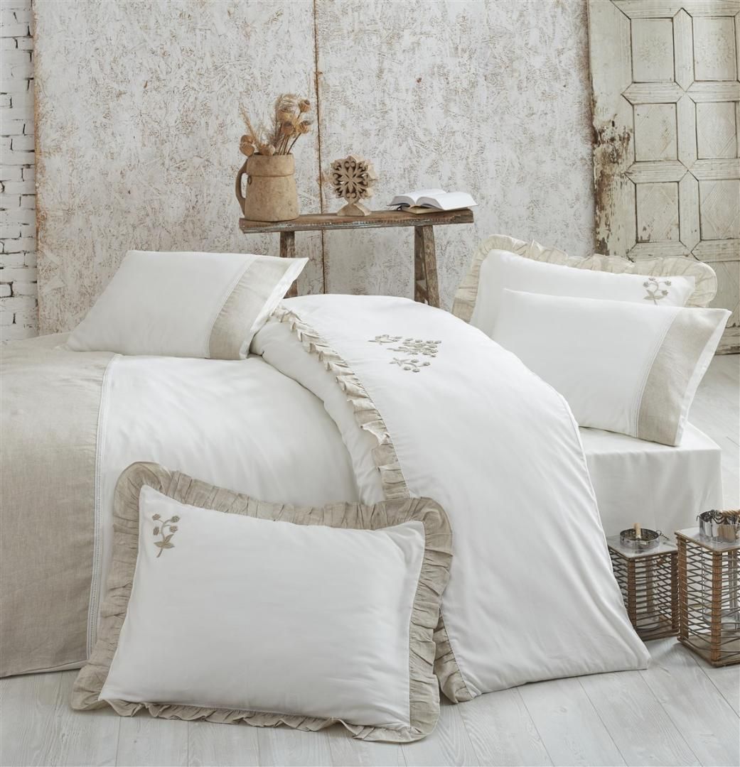 Ecocotton Organic Cotton Extra Large Duvet Cover Set Ayliz White