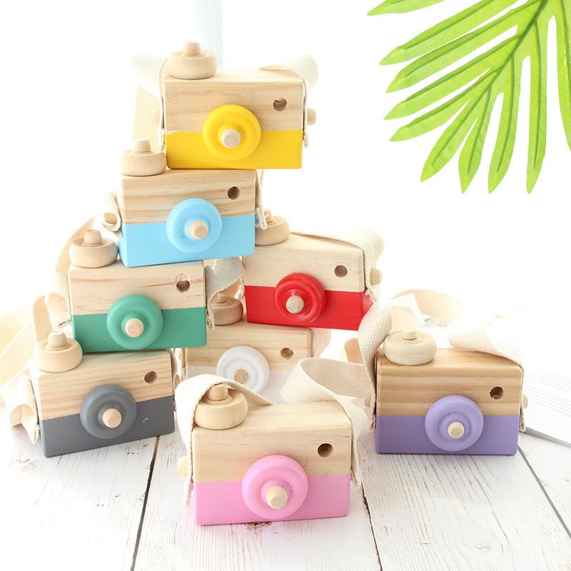 decoración de fotografía Juguetes de cámara de madera para niños cámara colgante regalos de cumpleaños y Navidad juguetes educativos para niños 