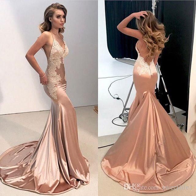 satin spaghetti strap prom dress