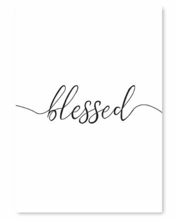 Thankful Blessed Term Wall Art Canvas Poster Print Quotes Grateful Life Decor