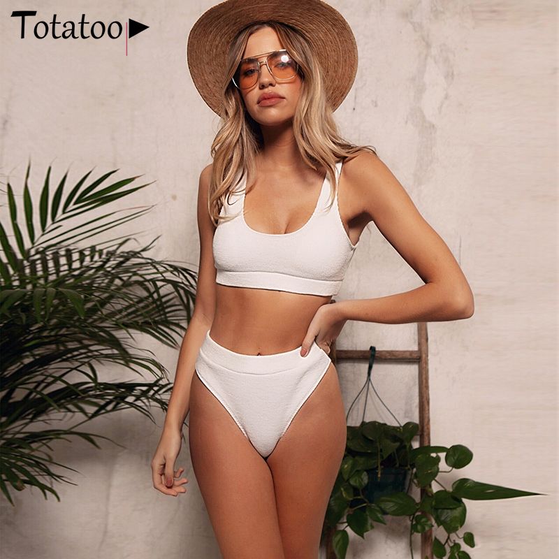 white high waisted bathing suit