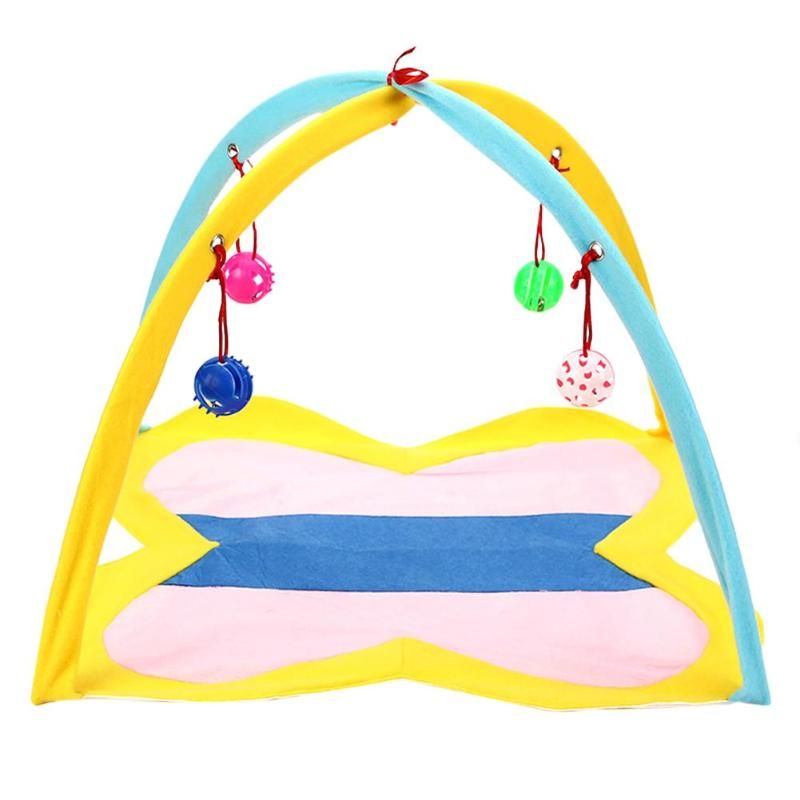 Pet Foldable sleeping cushion Cat Activity Center Interactive Play mat tent  with Hanging Toys Mice