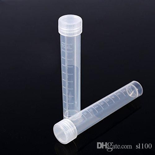 2020 10ml Scientific Plastic Test Tubes Screw Top Tube Caps Vial Clear