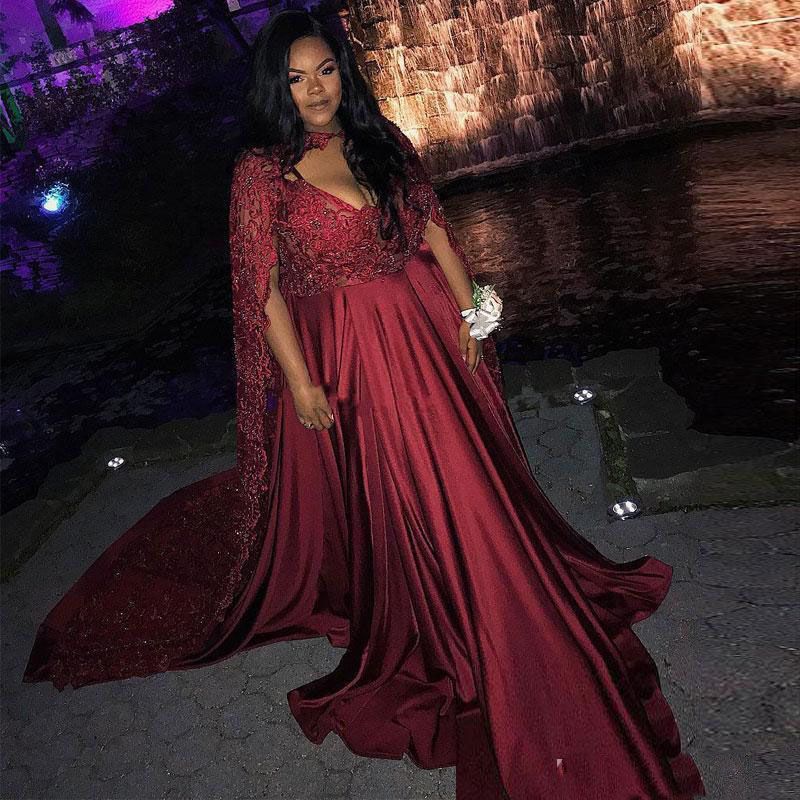 burgundy plus size evening dress