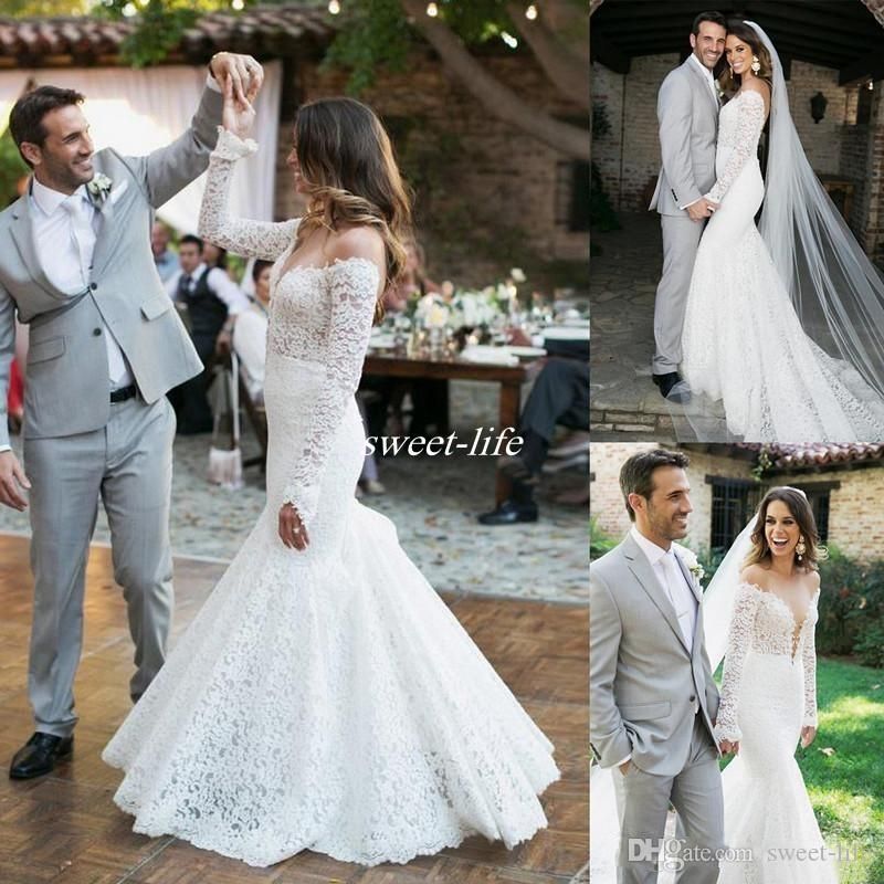 Romantic Lace Wedding Dresses Long Sleeves Vintage Mermaid Bridal Dress Sheer Neckline 2020 Country Style Bohemian Wedding Gowns Mature Wedding Dresses Mermaid Dress Wedding From Sweetlife1 127 18 Dhgate Com