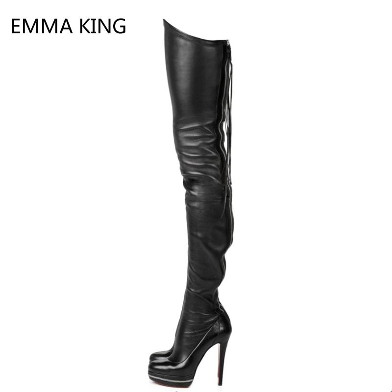 soft leather thigh high boots
