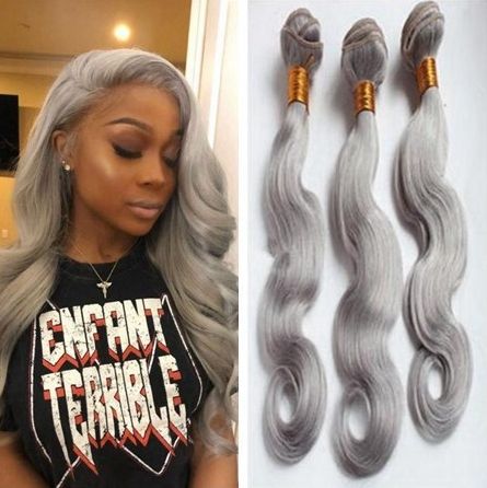 Brazilian Body Wave Human Hair Weave 3 Bundles Gray Human Hair