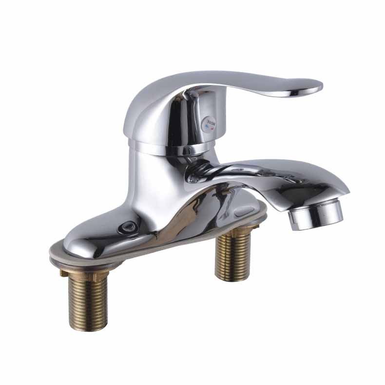 Copper Plated Basin Single Handle Double Hole Hot And Cold Faucet