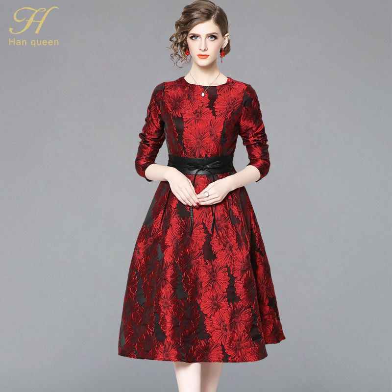 jacquard red dress