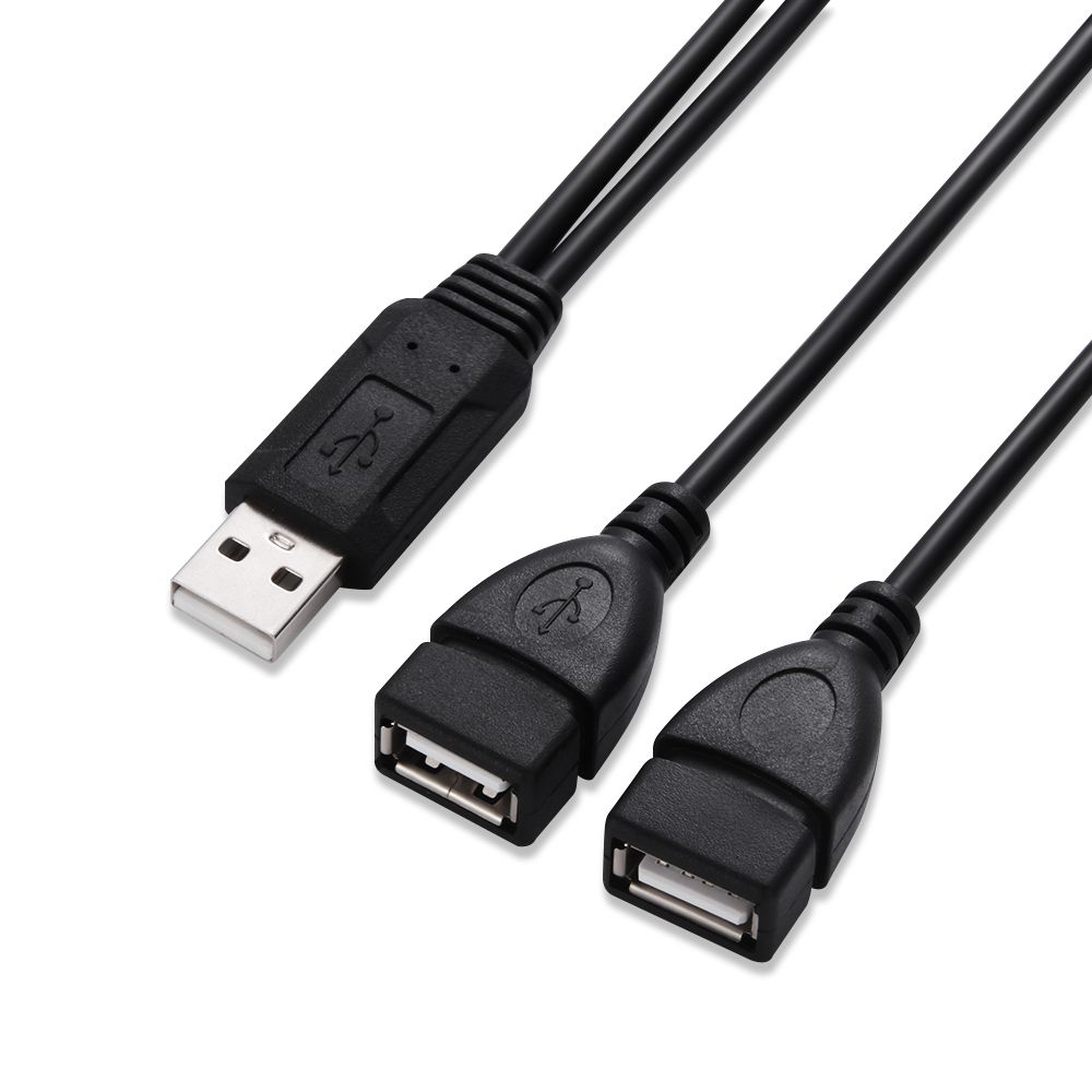 USB 2.0 A Male To 2 Dual USB Female Jack Y Splitter Hub Power Cord Adapter Cable