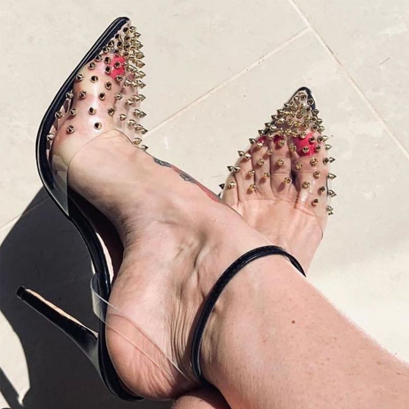 perspex heels with studs