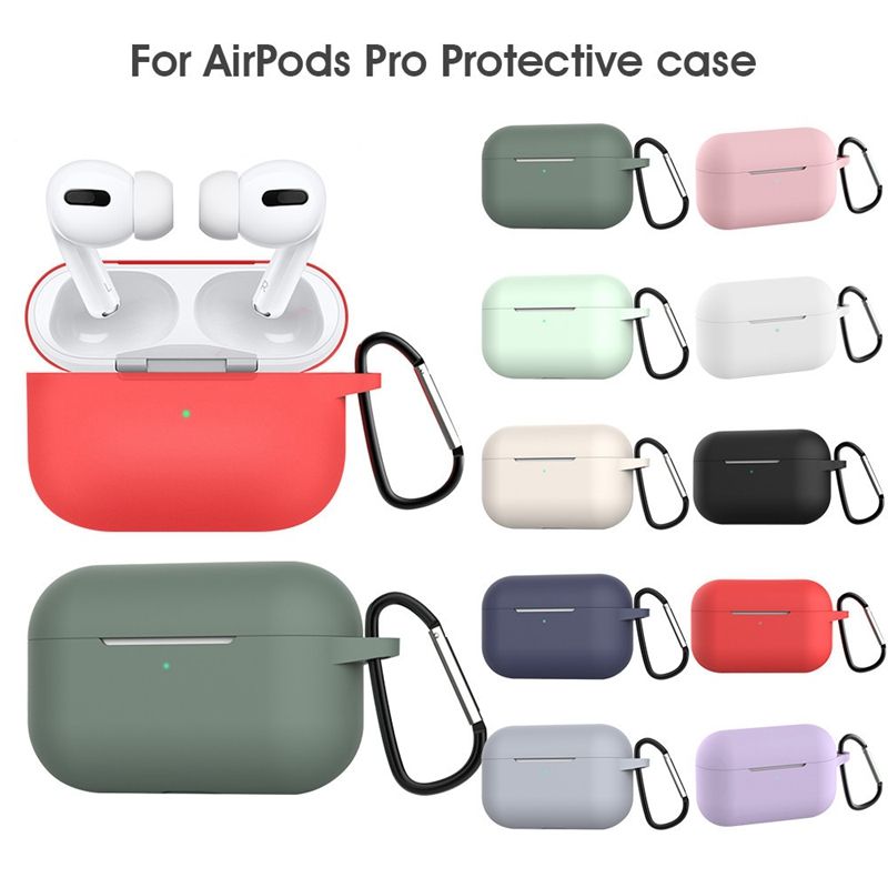 Midnight Green+Black 2 Pack CAGOS Cute Apple AirPod Pro Silicone Soft Cases Protective Cover for Apple Airpods Pro 2019 Women Girls Accessories Keychain/Skin/Pompom Fur Ball Airpods Pro Case