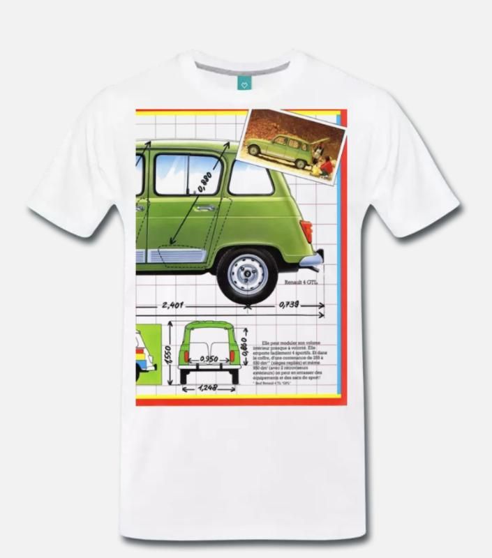 T Shirt Auto D Epoca Renault 4 Renault T4 Auto Vintage Anni 70 2 Sml Xl