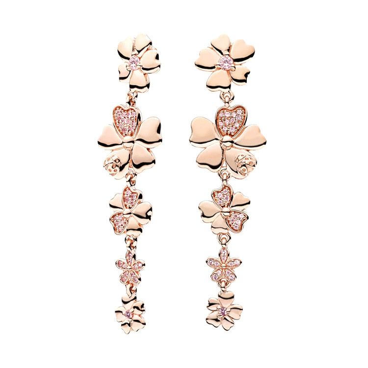Nuevos pendientes flores de musgo para Pandora 925 Silver Rose Fashion Elegant Floral