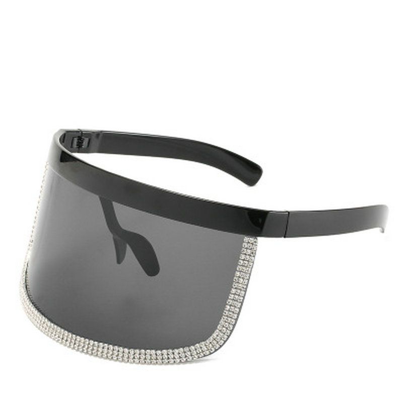 Crystal Oversized Shield Visor Sunglass ALOZ MICC Women Oversize Shield