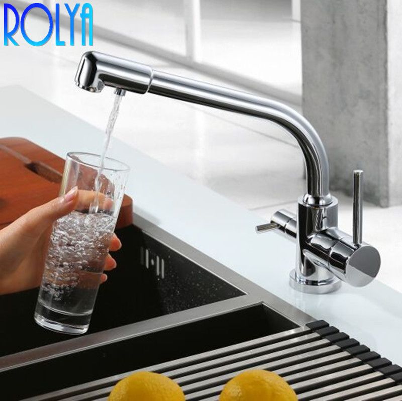 2019 Rolya Mini Purified Water Kitchen Faucet Tri Flow Swivel Sink