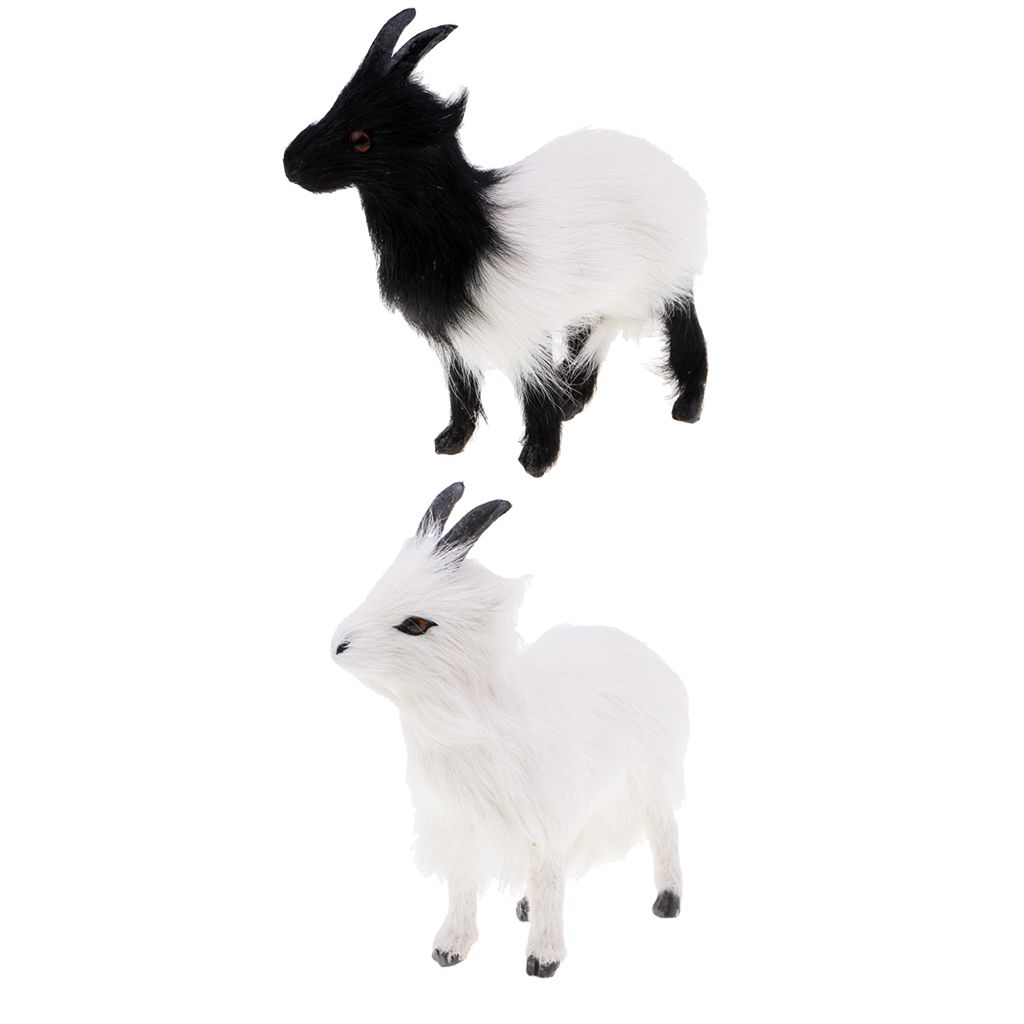 Mini Black & White Simulation Sheep/Goat Plush Toys Furnishing Decoration Props 
