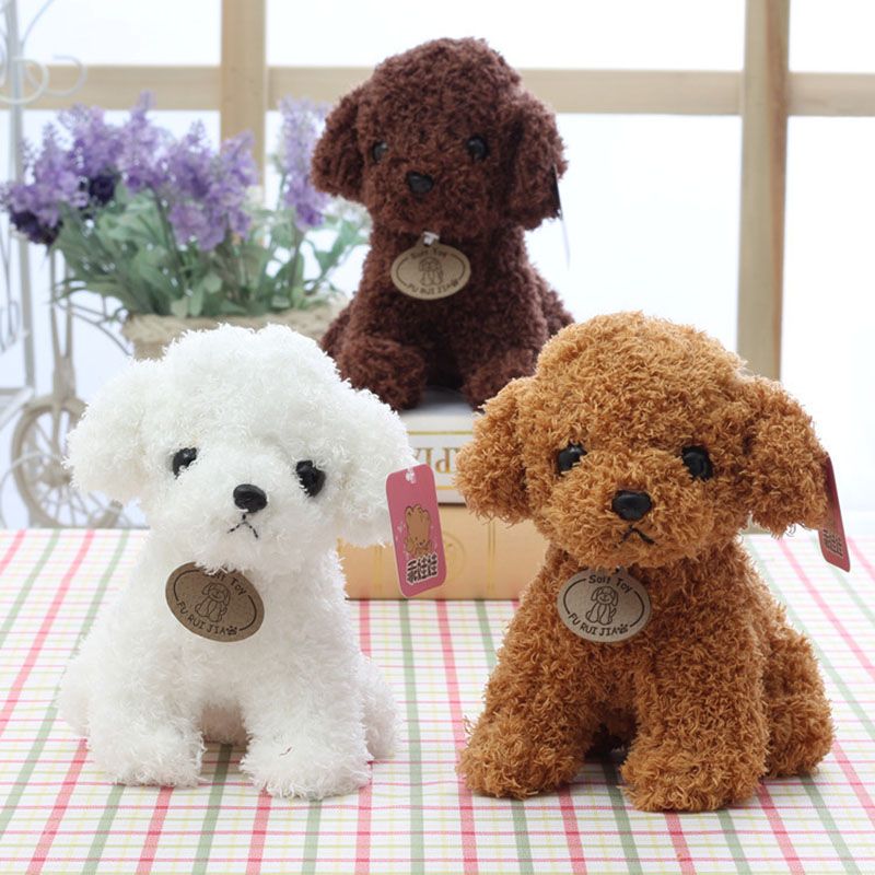 2020 20CM Small Puppy Stuffed Plush Dogs Toy White Brown Light Brown