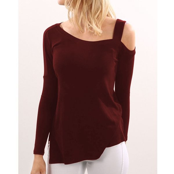 long sleeve shoulder cut out tops